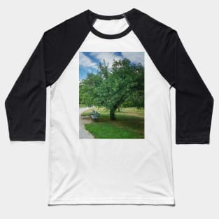 Park Green Tree Grass Sky Relax Bench Baseball T-Shirt